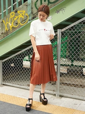 「バックプリント」｜BARAKさん（レディース・162cm）の夏コーディネート