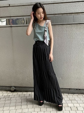 「リブタンクトップ」｜BARAKさん（レディース・160cm）の夏コーディネート