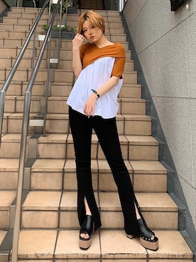 「BARAK（バラク）のアイテム（パンツ）」を使った、BARAKさん（レディース・162cm）の夏コーディネート