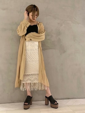 「透かし編みニット」｜BARAKさん（レディース・162cm）の夏コーディネート