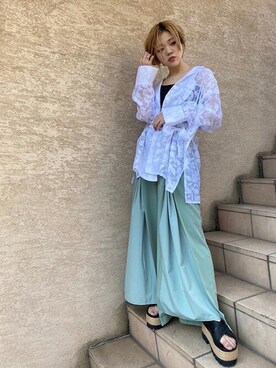 「ビッグシャツ」｜BARAKさん（レディース・162cm）の夏コーディネート