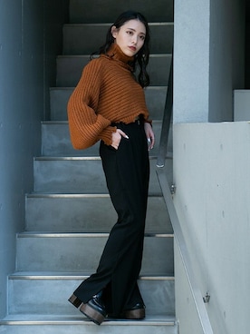 「ボリュームニット」｜BARAKさん（レディース・152cm）の秋コーディネート