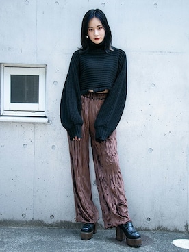 「BARAK（バラク）のアイテム（ニット/セーター）」を使った、BARAKさん（レディース・160cm）の秋コーディネート