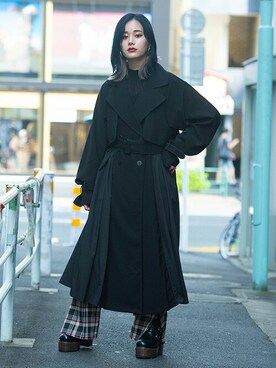 「BARAK（バラク）のアイテム（トレンチコート）」を使った、BARAKさん（レディース・160cm）の秋コーディネート