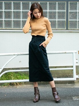 「BARAK（バラク）のアイテム（ニット/セーター）」を使った、BARAKさん（レディース・160cm）の冬コーディネート