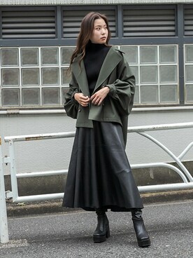 「BARAK（バラク）のアイテム（トレンチコート）」を使った、BARAKさん（レディース・160cm）の秋コーディネート
