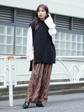 「BARAK（バラク）のアイテム（その他パンツ）」を使った、BARAKさん（レディース・160cm）の冬コーディネート
