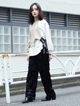 「BARAK（バラク）のアイテム（その他パンツ）」を使った、BARAKさん（レディース・160cm）の秋コーディネート