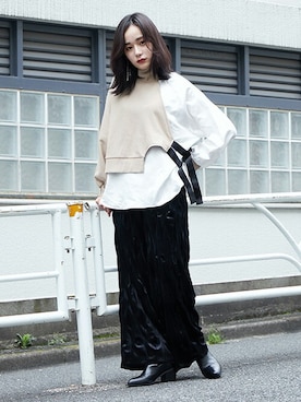 「BARAK（バラク）のアイテム（その他パンツ）」を使った、BARAKさん（レディース・160cm）の秋コーディネート