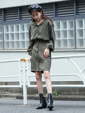 「BARAK（バラク）のアイテム（ブーツ）」を使った、BARAKさん（レディース・160cm）の秋コーディネート