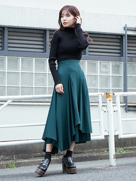「BARAK（バラク）のアイテム（ニット/セーター）」を使った、BARAKさん（レディース・160cm）の秋コーディネート