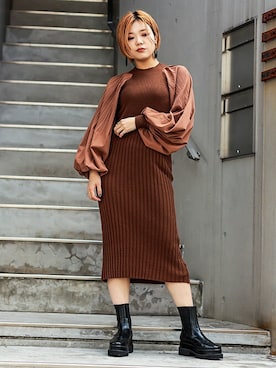 「BARAK（バラク）のアイテム（ブーツ）」を使った、BARAKさん（レディース・162cm）の秋コーディネート
