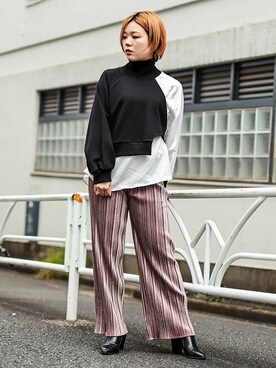 「BARAK（バラク）のアイテム（その他パンツ）」を使った、BARAKさん（レディース・160cm）の秋コーディネート