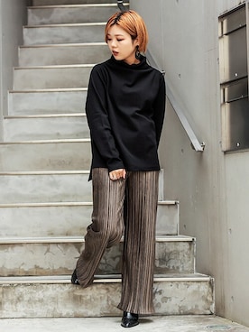 「BARAK（バラク）のアイテム（その他パンツ）」を使った、BARAKさん（レディース・162cm）の秋コーディネート