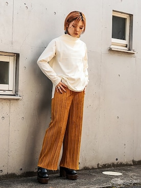 「BARAK（バラク）のアイテム（その他パンツ）」を使った、BARAKさん（レディース・162cm）の冬コーディネート
