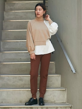 「BARAK（バラク）のアイテム（その他パンツ）」を使った、BARAKさん（レディース・162cm）の秋コーディネート