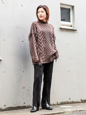 「BARAK（バラク）のアイテム（その他パンツ）」を使った、BARAKさん（レディース・162cm）の冬コーディネート