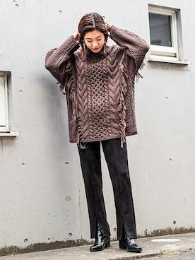 「BARAK（バラク）のアイテム（その他パンツ）」を使った、BARAKさん（レディース・162cm）の冬コーディネート