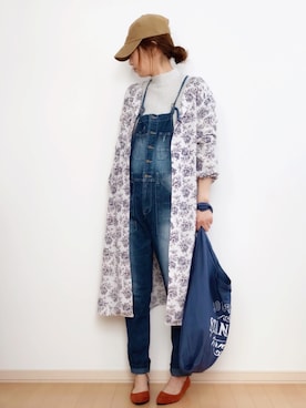 「ロングカーディガン」｜「アイテム（つなぎ/オールインワン）」を使った、★miki★さん（レディース・165cm）の春コーディネート