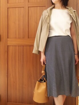 「ラメニット」｜「アイテム（モッズコート）」を使った、shino_wearさん（レディース・167cm）の春コーディネート