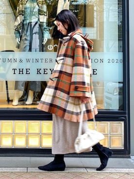 「チェック柄に恋してる」｜「アイテム（ダッフルコート）」を使った、shino_wearさん（レディース・167cm）の冬コーディネート