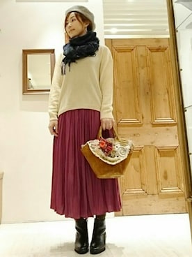 「アイテム（ハンチング/ベレー帽）」を使った、なおさん（レディース・165cm・30代）の秋コーディネート