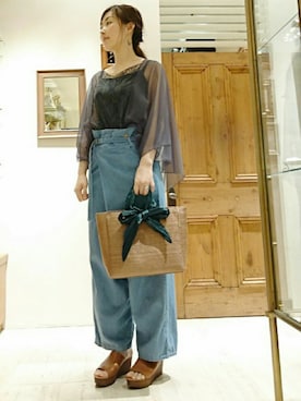 「ground green store（グラウンドグリーンストア）のアイテム」を使った、なおさん（レディース・165cm）の夏コーディネート