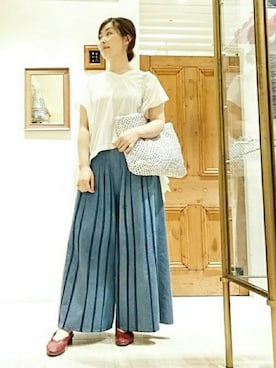 「BOEMOS（ボエモス）のアイテム」を使った、なおさん（レディース・165cm）の夏コーディネート