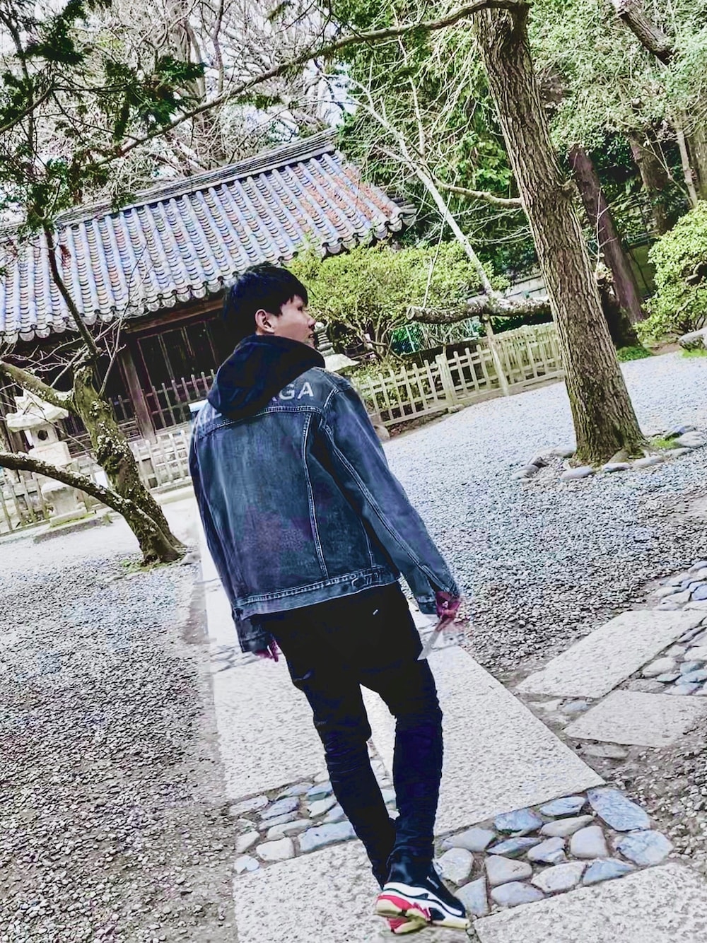 BALENCIAGA グレー デニムジャケット34 BALENCIAGA - バレンシアガ BALENCIAGA オールオーバーロゴ
