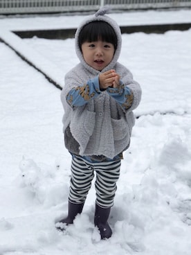 「kids」｜「アイテム（ポンチョ）」を使った、so  rin enさん（キッズ・90cm）の冬コーディネート