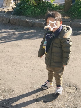 「DOUBLE_B（ダブルビー）のアイテム（ジャケット/アウター）」を使った、uwaさん（キッズ・90cm）の冬コーディネート