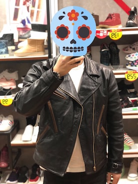 「RRL（ダブル アール エル）のアイテム（ライダースジャケット）」を使った、totoo4844さん（メンズ・176cm）の冬コーディネート