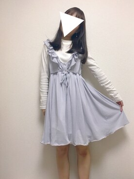 「LA BELLE ETUDE（ラベルエチュード）のアイテム（ジャンパースカート）」を使った、れんさん（レディース・156cm）の春コーディネート