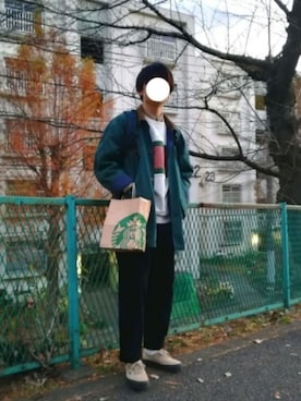 「アイテム（バングル/リストバンド）」を使った、としぴさん（メンズ・175cm・20代）の冬コーディネート