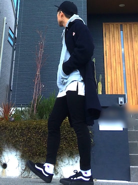 「レイヤードstyle」｜「アイテム（ステンカラーコート）」を使った、びーびー☑︎さん（メンズ・169cm）の冬コーディネート