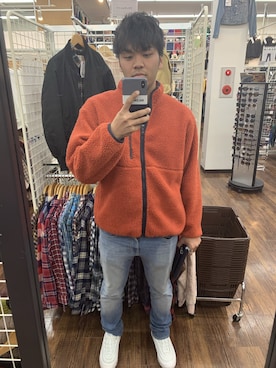 「アイテム（ジャケット/アウター、オレンジ系）」を使った、masato1730さん（メンズ・173cm）の冬コーディネート