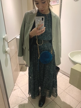 「ZARA（ザラ）のアイテム（ワンピース/ドレス、グリーン系）」を使った、honami06wearさん（レディース）の秋コーディネート