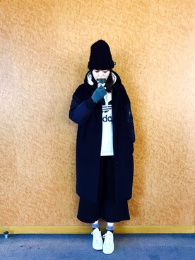 「adidas originals」｜「アイテム（モッズコート）」を使った、Mia Liuさん（レディース・165cm）の冬コーディネート