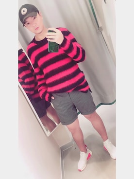 「H&M（エイチ・アンド・エム）のアイテム（ニット/セーター）」を使った、骚气的Finger姐夫さん（メンズ・175cm）の秋コーディネート