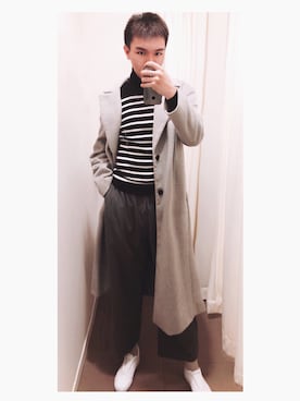 「H&M（エイチ・アンド・エム）のアイテム（ダッフルコート）」を使った、骚气的Finger姐夫さん（メンズ・173cm）の春コーディネート