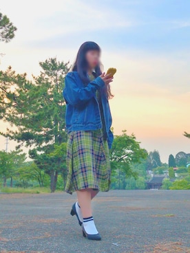 「くつした」｜「アイテム（デニムジャケット）」を使った、…Ash…さん（レディース・158cm）の春コーディネート