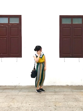 「アイテム（サロペット/オーバーオール、イエロー系）」を使った、…Ash…さん（レディース・158cm）の夏コーディネート