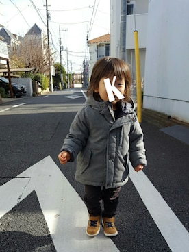 「アイテム（ラッピングキット、レッド系）」を使った、kouchaさん（キッズ・90cm）の冬コーディネート