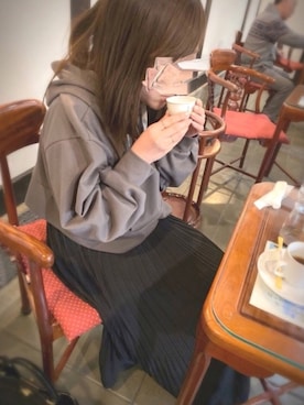 「髪ボサボサ」｜「アイテム（ジャケット/アウター）」を使った、emiさん（レディース・157cm）の冬コーディネート