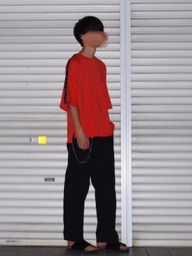 「MYne（マイン）のアイテム（Tシャツ/カットソー）」を使った、HISAMOTOさん（メンズ・180cm）の夏コーディネート