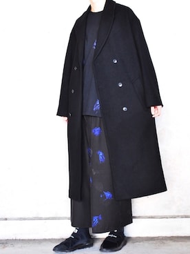 「HARE（ハレ）のアイテム（チェスターコート）」を使った、HISAMOTOさん（メンズ・180cm）の秋コーディネート