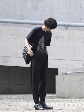 「LAD MUSICIAN（ラッドミュージシャン）のアイテム（ブーツ）」を使った、HISAMOTOさん（メンズ・180cm）の秋コーディネート