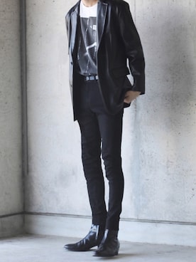 「LAD MUSICIAN（ラッドミュージシャン）のアイテム（ブーツ）」を使った、HISAMOTOさん（メンズ・180cm）の秋コーディネート