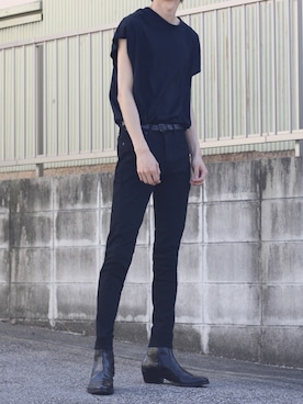 「LAD MUSICIAN（ラッドミュージシャン）のアイテム（ブーツ）」を使った、HISAMOTOさん（メンズ・180cm）の秋コーディネート