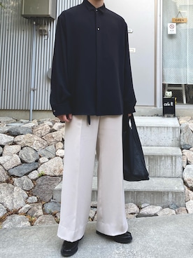 「Lui's（ルイス）のナローベルト（ベルト）」を使った、simuさん（メンズ・168cm）の春コーディネート